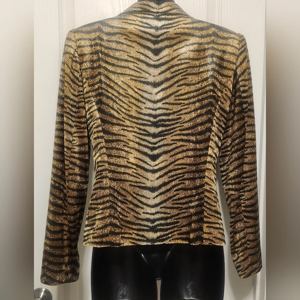 Cache Zebra Print Blazer Size 4 EUC - Picture 3 of 3